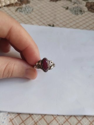 Anillo Plata 925 con Rubí Marquise