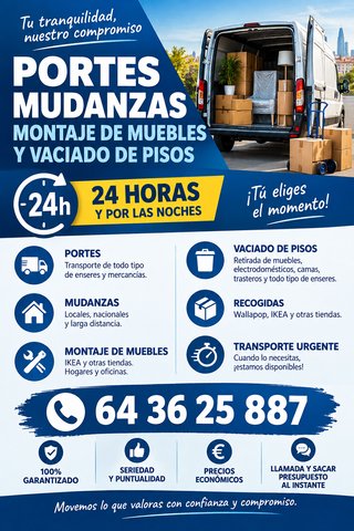 PORTES, MUDANZAS Y MONTAJE DE MUEBLES