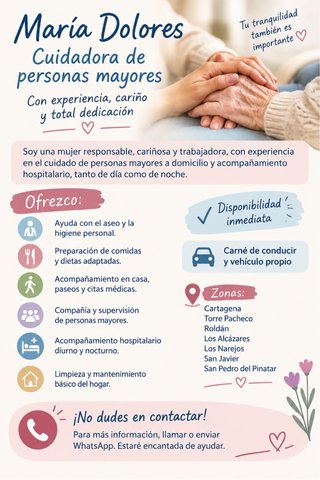 Cuidadora personas mayores y acompañamiento