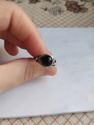 Anillo Plata Turmalina Negra