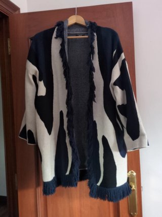 Jersey Largo Estampado con Flecos