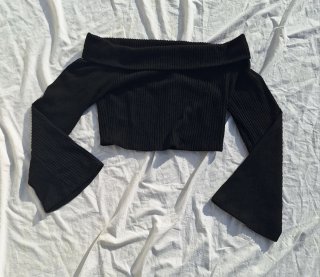 Maglia crop a costine nera Shein