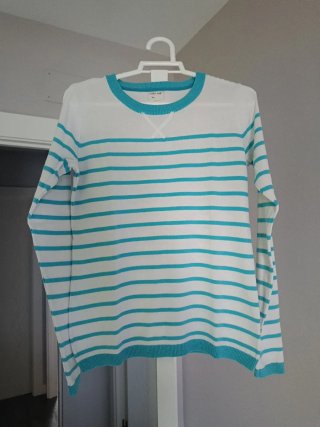 Jersey mujer punto fino rayas. Talla S.