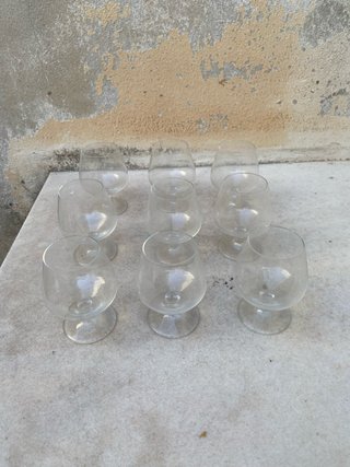 9 copas coñac cristal