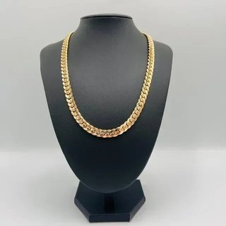 CADENA CUBANA, Hueca cierre de circonita. Oro18k.