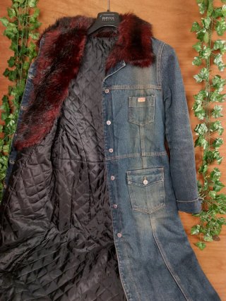Cappotto long Trench denim Blu Navy vintage Y2K