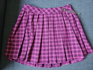 Falda corta cuadros rosa