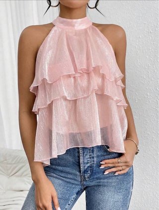Blusa rosa con volantes