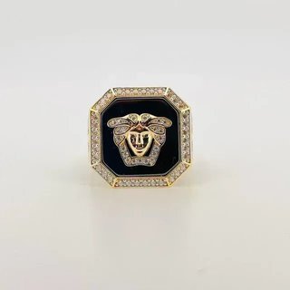 SELLO OCTOGONAL MEDUSA Y ONIX, Oro 18k.