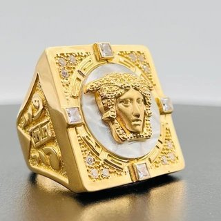 SELLO CUADRADO MEDUSA NACAR. Oro 18k.