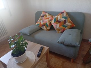 Sofá Cama Tela Multicolor y Teal