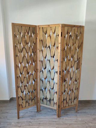 Biombo de Madera con Diseño de Rodajas