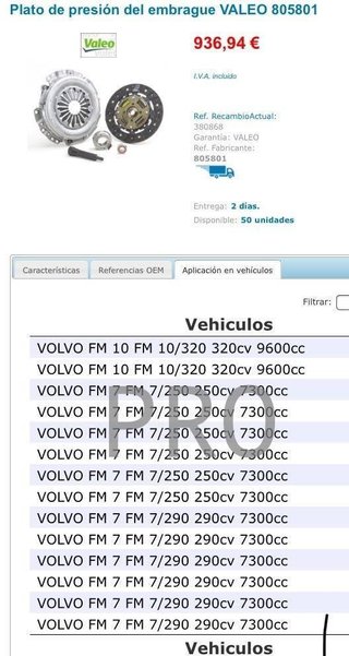 Kit embrague camión Volvo fm nuevo