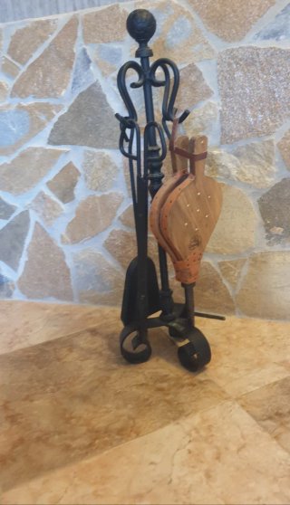 Set Apero Chimenea Metal y Madera