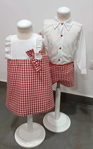 Conjunto Infantil Vichy Rojo