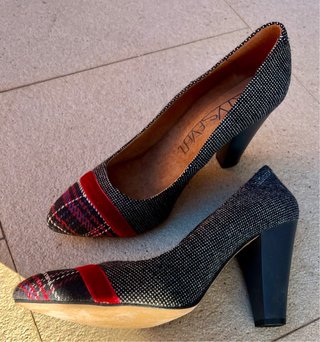 Zapatos de tacón Nereida estampado cuadros