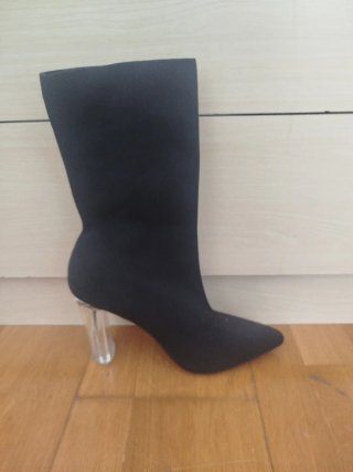 Botines negros tacón transparente talla 40