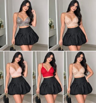 Crop tops de encaje y crop tops de lentejuelas C/U