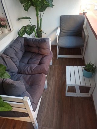 Set de Muebles para Terraza Blanco y Gris