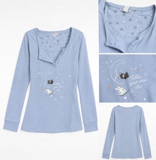 Pijama azul manga larga con estampado