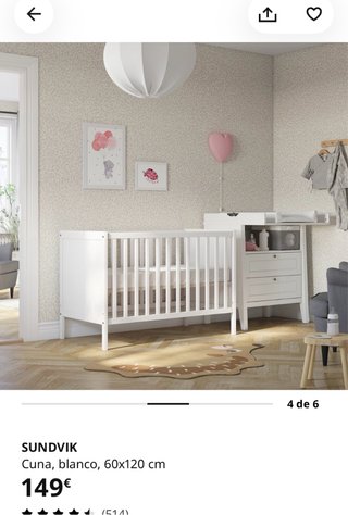Cuna IKEA Sundvik Blanca y Colchón Babykeeper