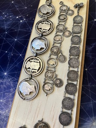 4 Pulseras de Monedas Antiguas de Plata