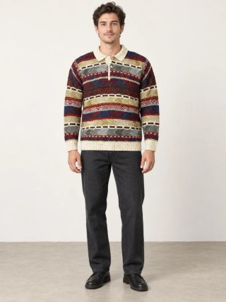 Jersey multicolor cenefas cuello polo M