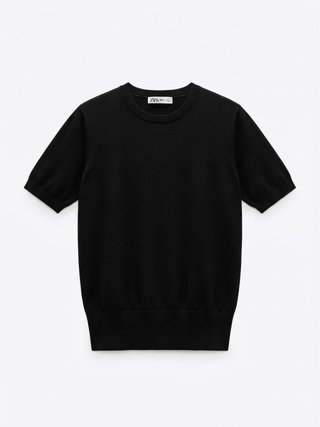 Top Zara Negro Manga Corta Talla XS