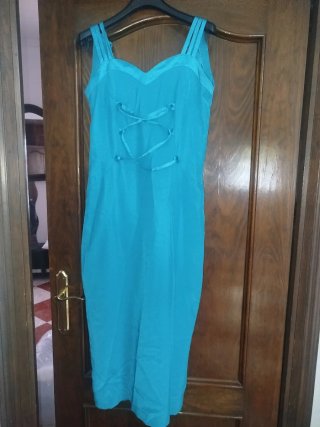 Vestido fiesta azul turquesa