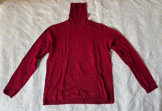 Jersey burdeos de cuello vuelto, excelente calidad