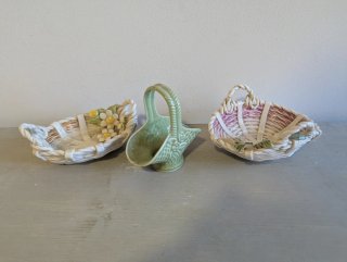 Lote 3 ceste in ceramica vintage con fiori