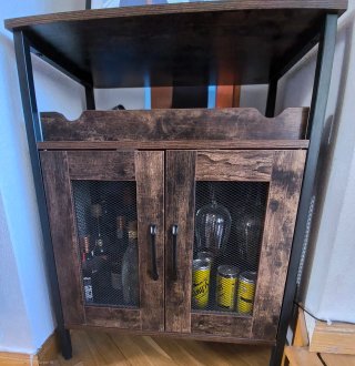 Mueble Bar Vino Madera Metal Negro