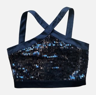 Top crop lentejuelas Zara S tirantes cruzados
