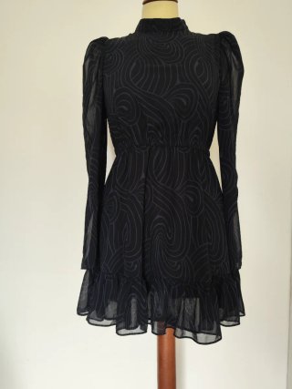 Vestito corto nero con motivo geometrico