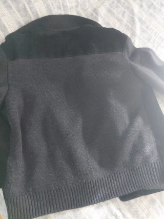 Chaqueta Piel y Punto Negra/Gris