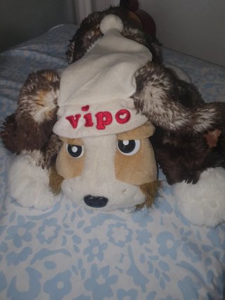 Peluche perro Vipo con gorro