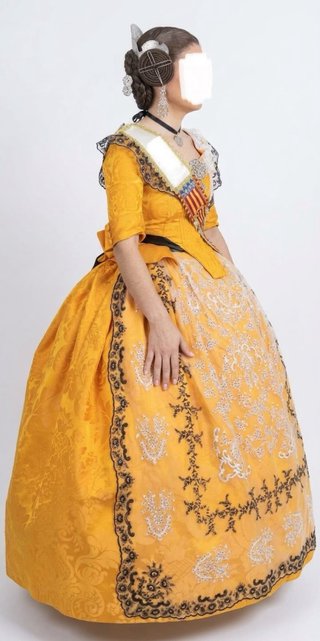 Traje de Fallera Damasco Amarillo