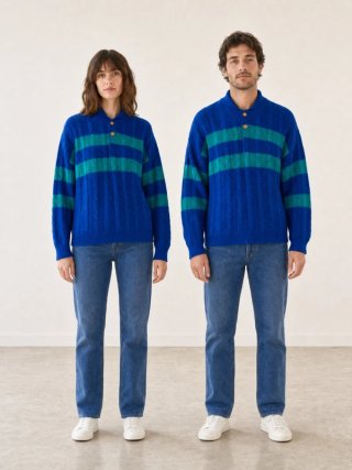 Jersey azul verde ochos botones S orientativa