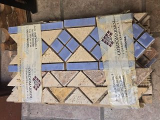 Lote cenefas mosaico mármol y cerámica azul