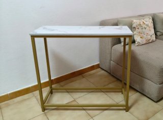 Mesa Recibidor Efecto Mármol y Dorada.¡A estrenar!