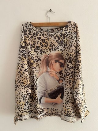Camiseta manga larga estampado leopardo