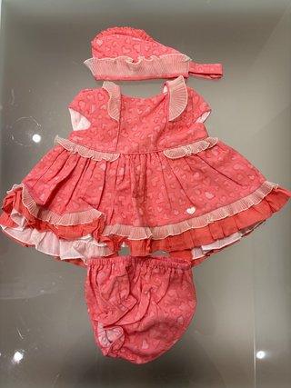 Vestido Coral con Estampado de Corazones 6 Meses