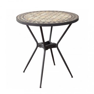 Tavolo da Giardino Rotondo in Ferro e Ceramica