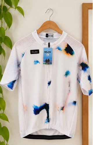 Maillot Ciclismo Hombre Blanco Estampado Azul L