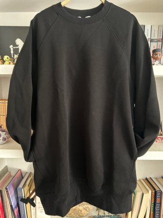 Vestido Sudadera Zara Negro Bolsillos Oversize