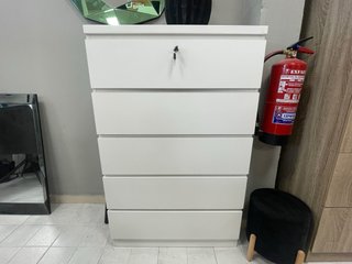 Sinfonier Blanco de 5 Cajones con Cerradura
