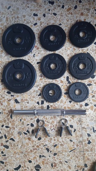Juego Pesas Domyos Barra y Discos