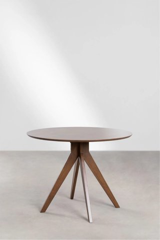 Mesa redonda madera oscura 100cm
