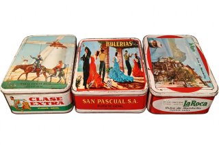 Lotto di 3 scatole litografiche Vintage dolce di cachi