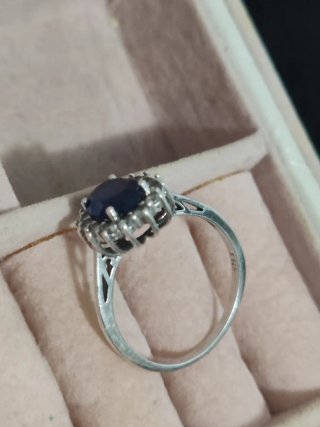 Anillo Plata Ley 925 Zafiro Azul